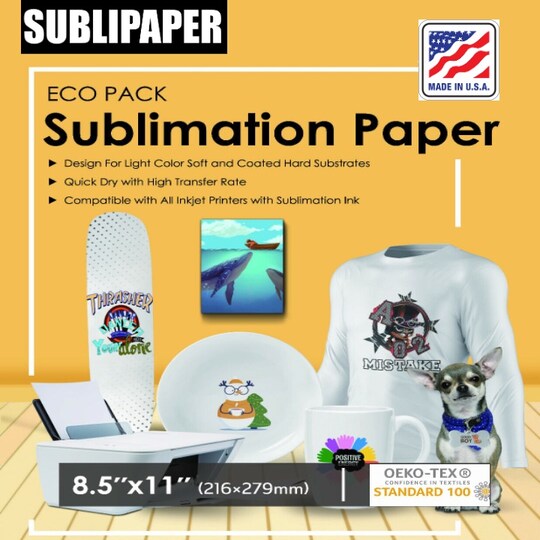 SUBLIPAPER; SUBLIPAPER DyeSublimation Paper Sheets Inkjet Heat Transfer for Epson, Sawgrass, Ricoh, Brother; Category:Sublimation Surfaces; Image:1